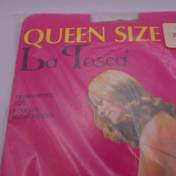 Vintage Queen Size La Tosca Reinforced Toe 200-260LBS BEIGE 100%Nylon Panty Hose - Picture 3 of 8